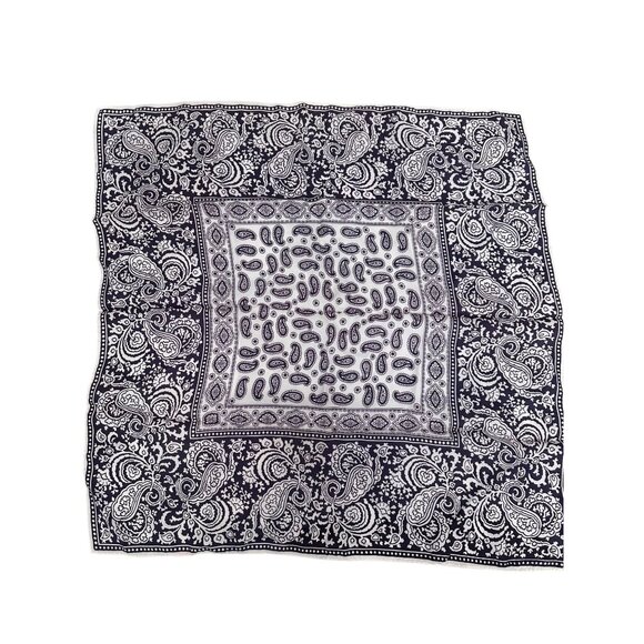 Vintage Purple & White Paisley Bandana Scarf 100% polyster made in Italy - Picture 3 of 5